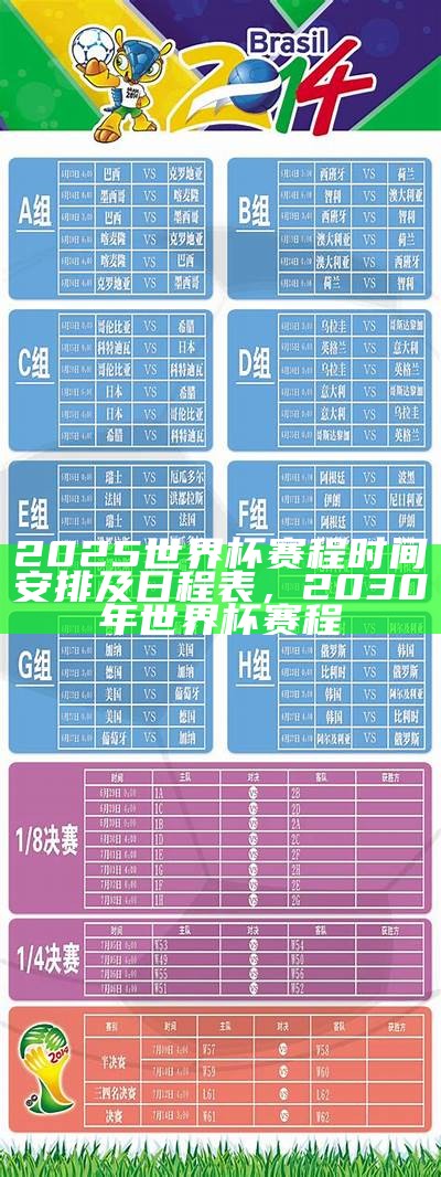 2025世界杯比赛时间安排及赛程详情，2030年世界杯赛程